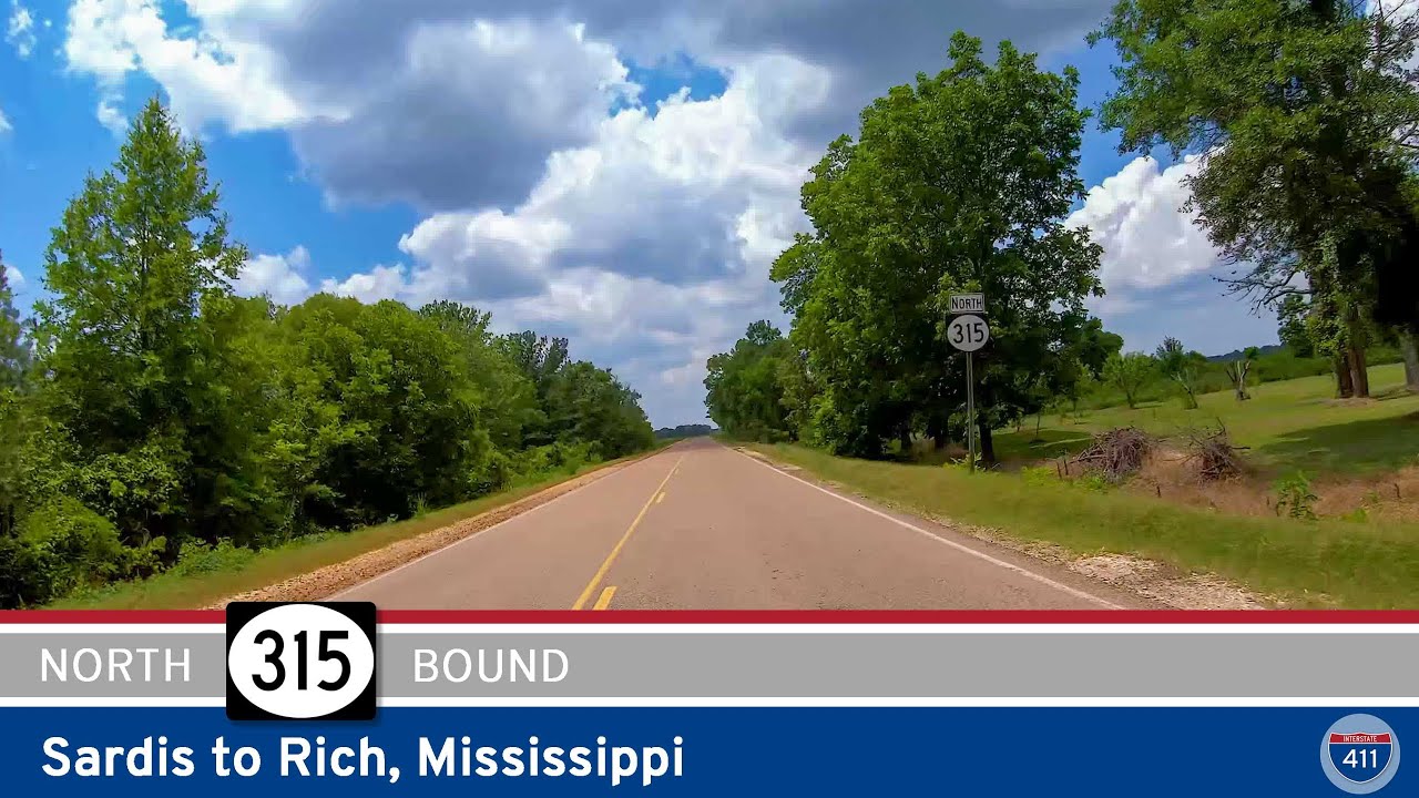 Travel 34 peaceful miles along Mississippi Highway 315 from Sardis to Rich, passing through quiet Delta communities like Sledge and Birdie. This scenic rural route highlights the agricultural roots and history of northern Mississippi.