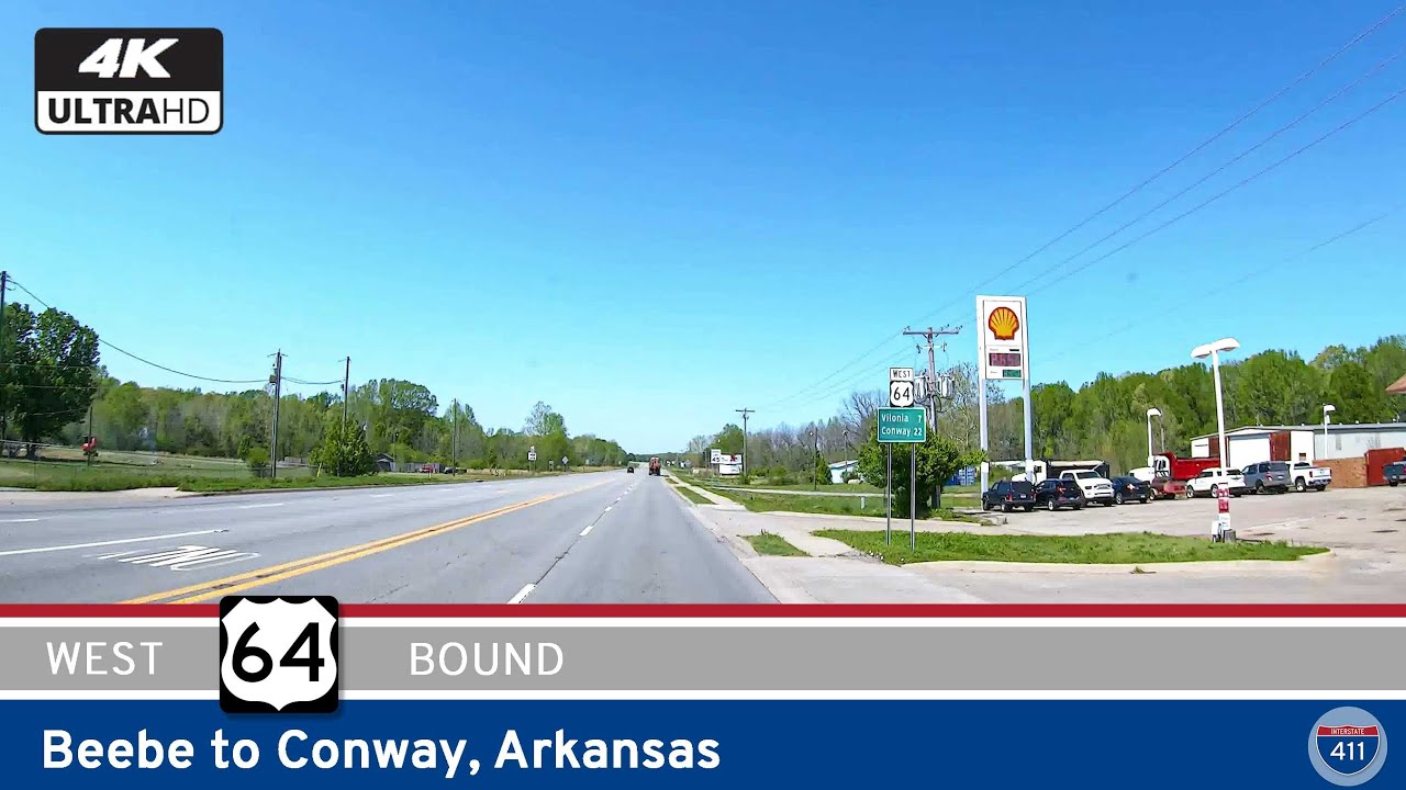 Drive 33 miles along U.S. Highway 64 from Beebe to Conway, Arkansas, through scenic farmland, small towns like El Paso and Vilonia, and into the growing urban hub of Conway. Experience this diverse slice of central Arkansas in our latest road video.